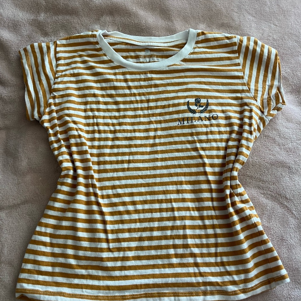 Milano Kids Mustard and White Striped Tee